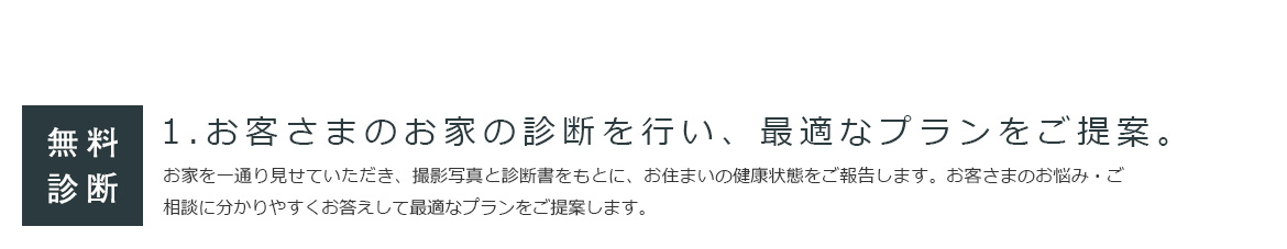 無料診断 1.お客さまのお家の診断を行い、最適なプランをご提案。